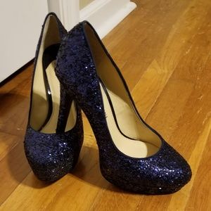 Gianni Bini Navy Blue Glitter Heels